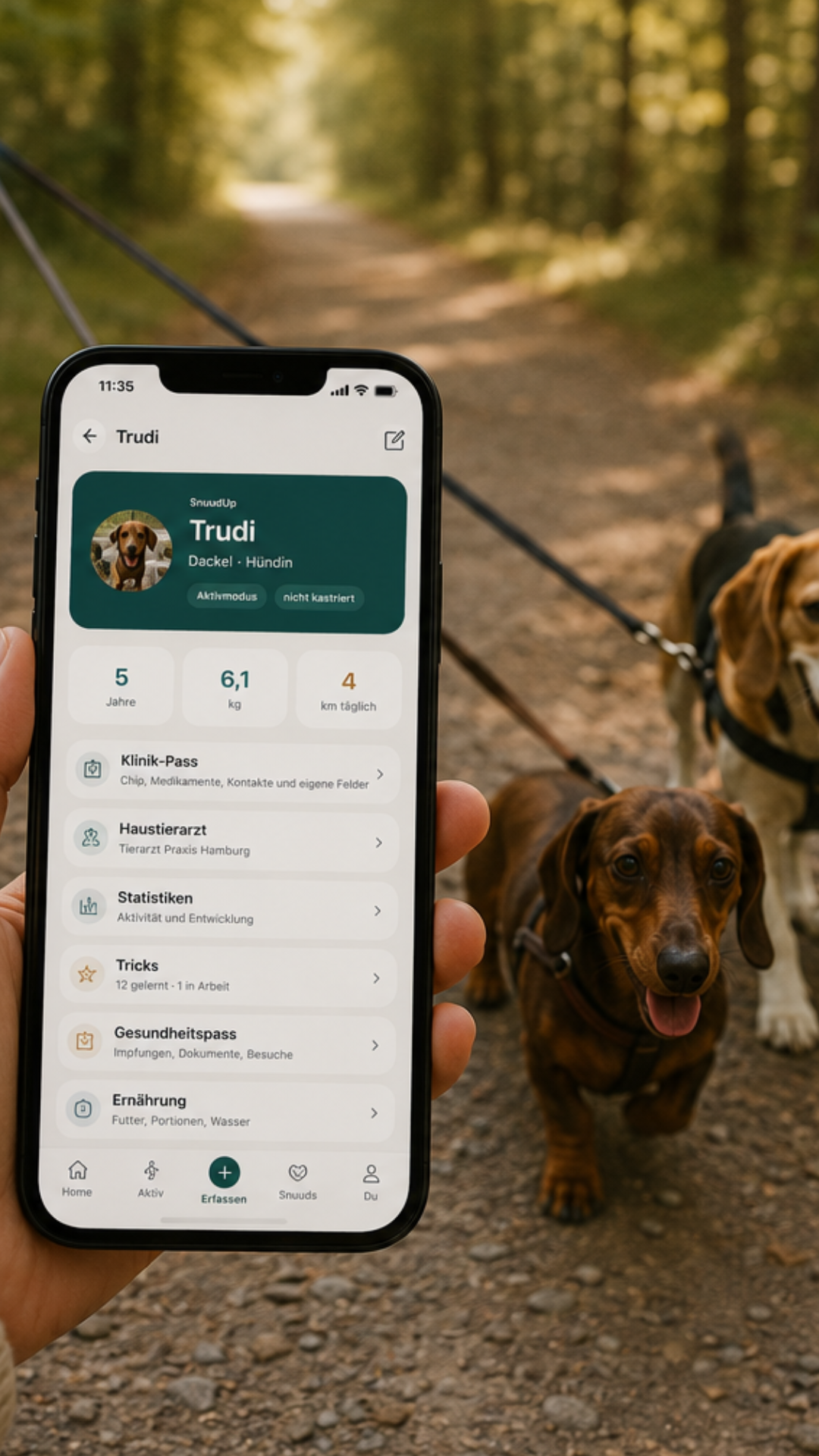 SnuudUp Wochenziel Modal mit Kilometer, Aktivzeit und Aktivitäten
